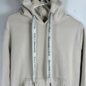 Abercrombie & Fitch Women's soft A&F Fleece Hoodie shirt beige XXS oversized y2k